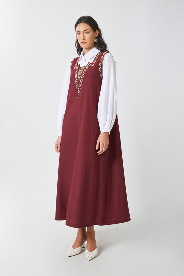 Hazal Etnik Nakışlı Jile Bordo - 6