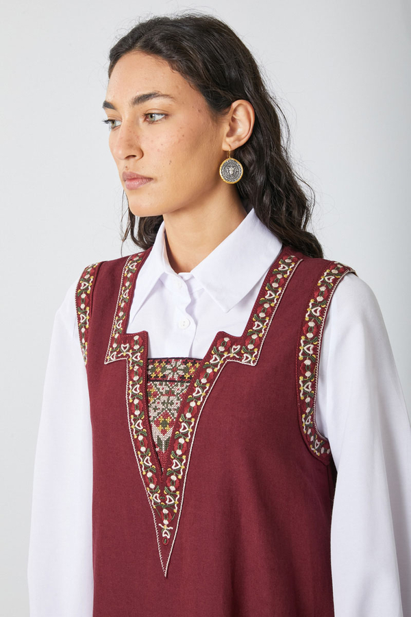 Hazal Etnik Nakışlı Jile Bordo - 11