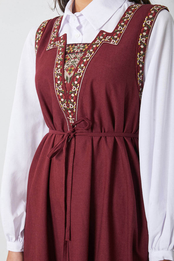 Hazal Etnik Nakışlı Jile Bordo - 10