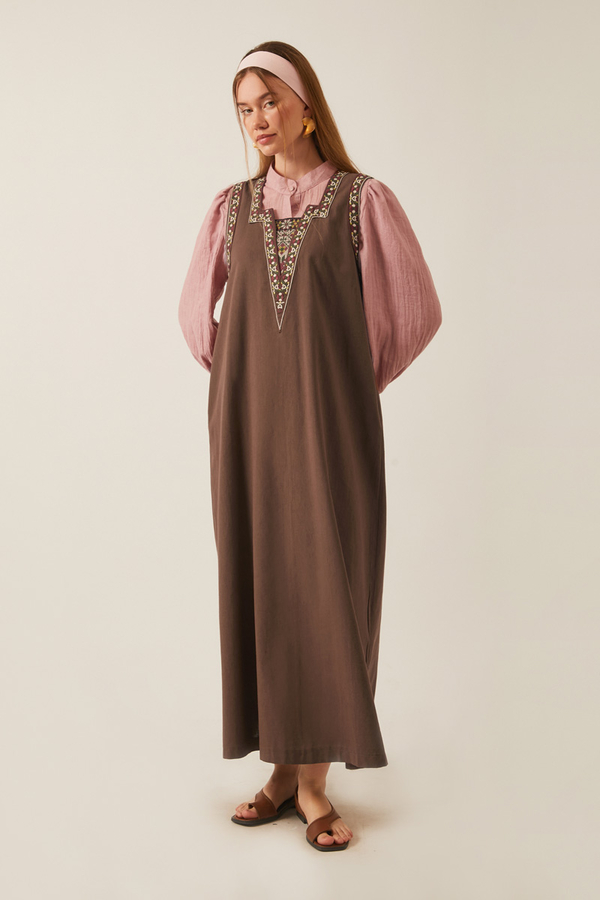 Hazal Etnik Nakışlı Jile Kahverengi - 9