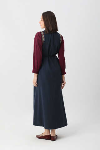 Hazal Ethnic Embroidered Pinafore Navy Blue - 9