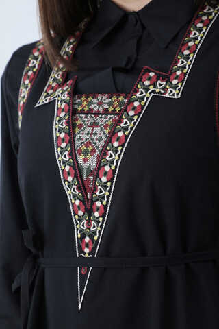 Hazal Etnik Nakışlı Jile Siyah - 4