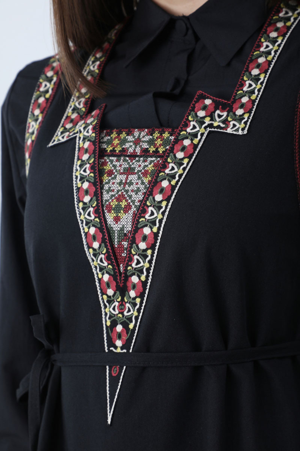 Hazal Etnik Nakışlı Jile Siyah - 4