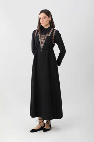 Hazal Etnik Nakışlı Jile Siyah - 8