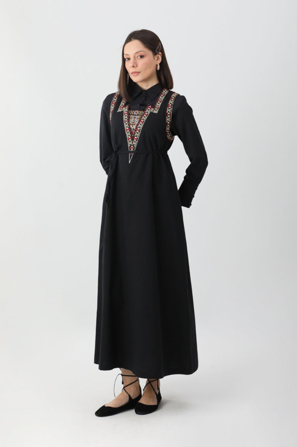 Hazal Etnik Nakışlı Jile Siyah - 8