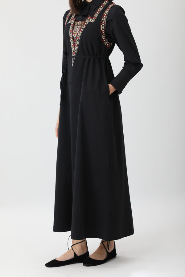 Hazal Etnik Nakışlı Jile Siyah - 9