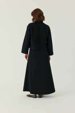 High Collar Denim Jacket Black - 4