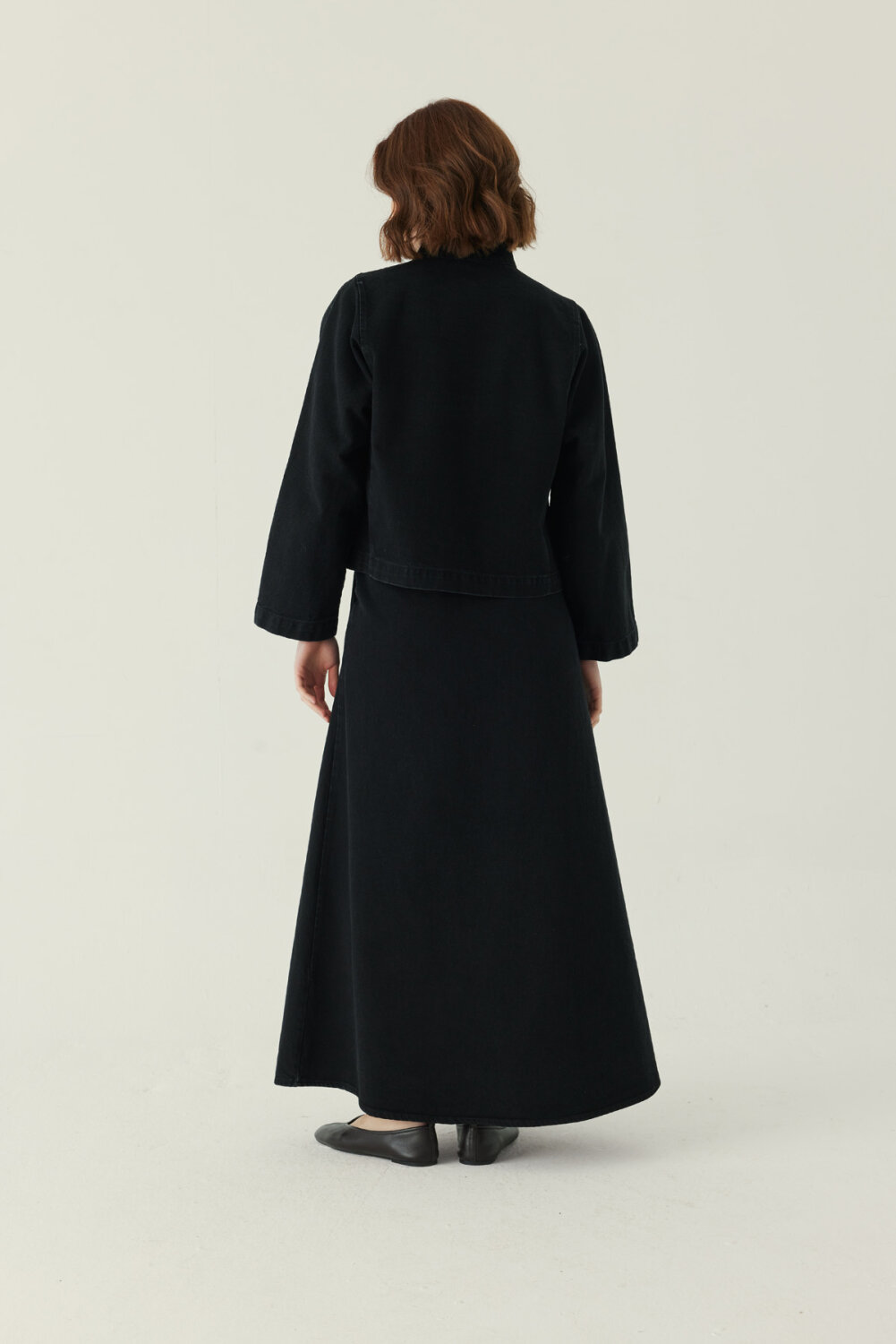 High Collar Denim Jacket Black - 4