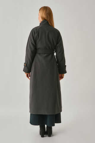 High Collar Premium Coat Anthracite - 15