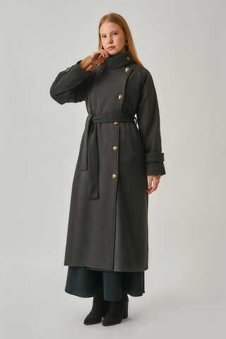High Collar Premium Coat Anthracite - 10