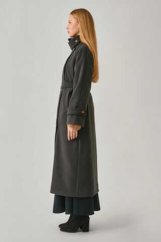 High Collar Premium Coat Anthracite - 11