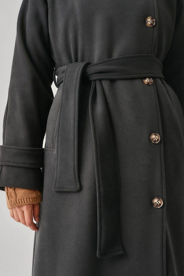 High Collar Premium Coat Anthracite - 13
