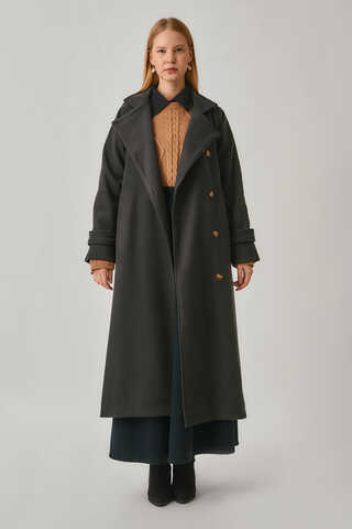 High Collar Premium Coat Anthracite - 14