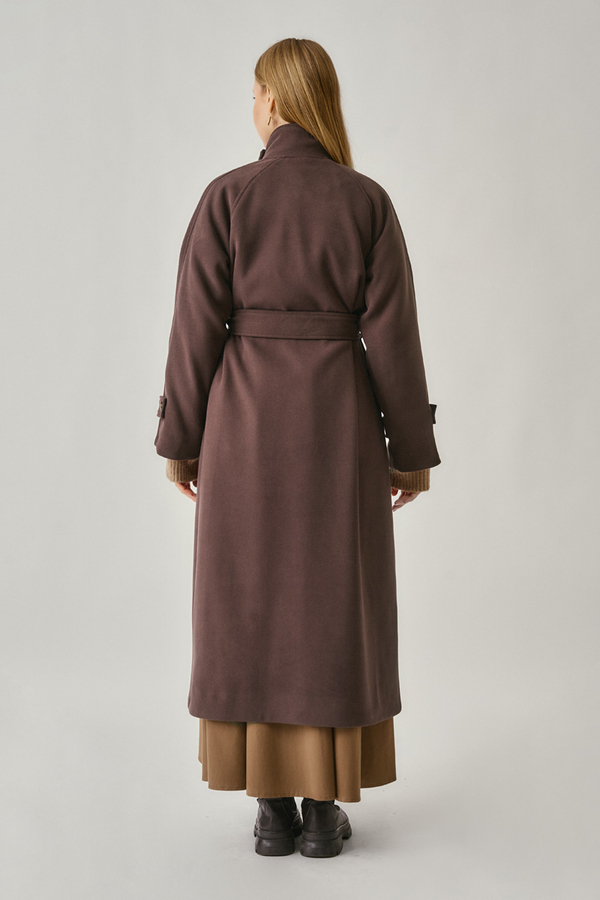 High Collar Premium Coat Deep Plum - 13