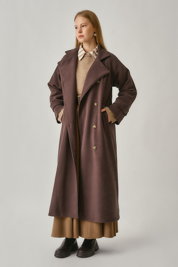 High Collar Premium Coat Deep Plum - 7