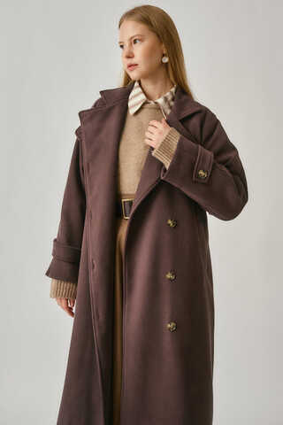 High Collar Premium Coat Deep Plum - 8