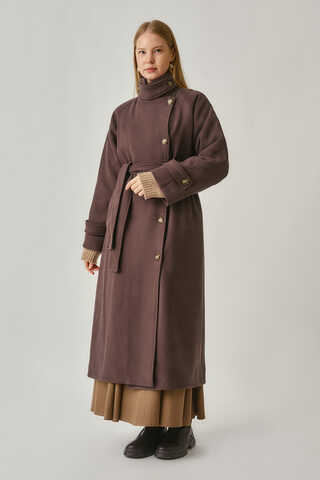 High Collar Premium Coat Deep Plum - 9