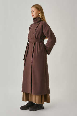 High Collar Premium Coat Deep Plum - 10