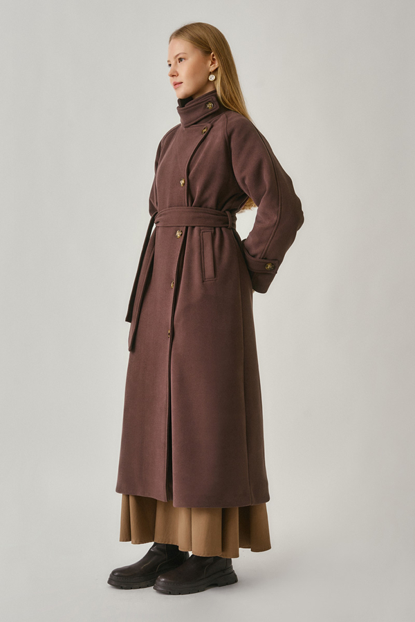 High Collar Premium Coat Deep Plum - 10