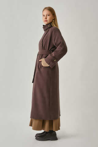 High Collar Premium Coat Deep Plum - 11