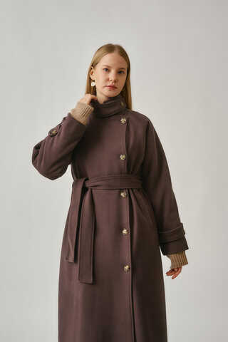 High Collar Premium Coat Deep Plum - 12