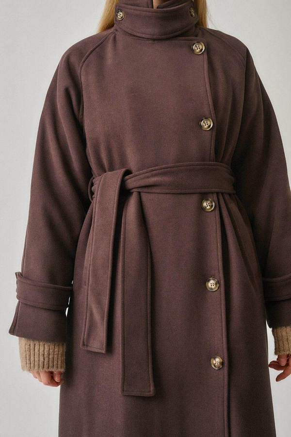 High Collar Premium Coat Deep Plum - 6