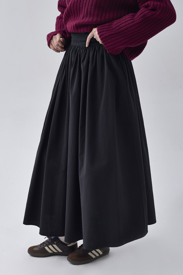 High Waist Cotton Skirt Black - 4