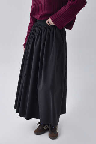High Waist Cotton Skirt Black - 5