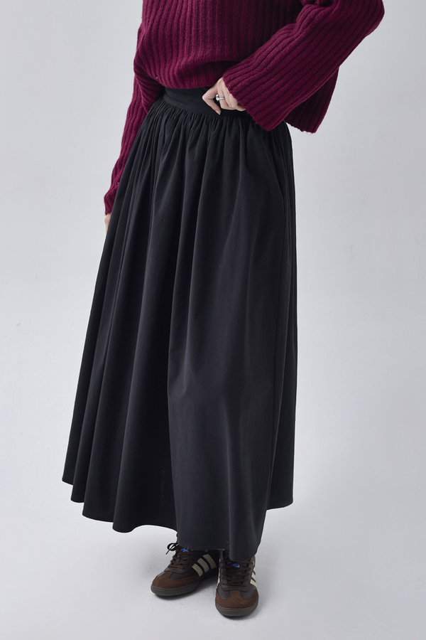 High Waist Cotton Skirt Black - 5