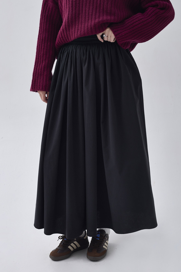 High Waist Cotton Skirt Black - 6