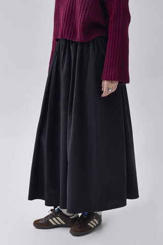 High Waist Cotton Skirt Black - 7