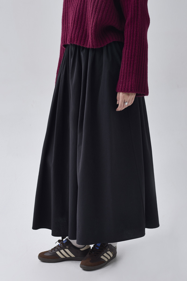 High Waist Cotton Skirt Black - 7