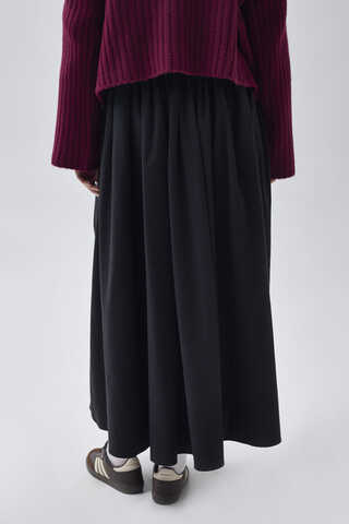 High Waist Cotton Skirt Black - 8