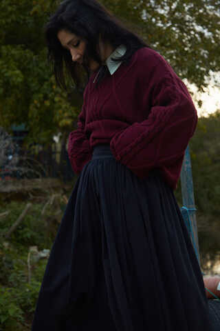 High Waist Cotton Skirt Black