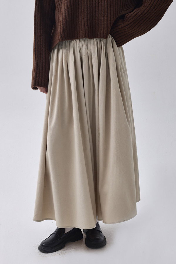 High Waist Cotton Skirt Stone - 4