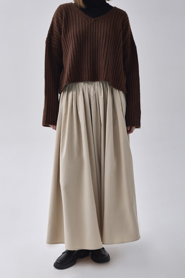 High Waist Cotton Skirt Stone - 3