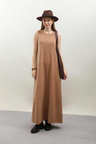 Hırkalı Triko Elbise Takım Açık Taba - 4