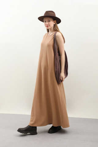 Hırkalı Triko Elbise Takım Açık Taba - 5