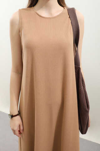 Hırkalı Triko Elbise Takım Açık Taba - 7