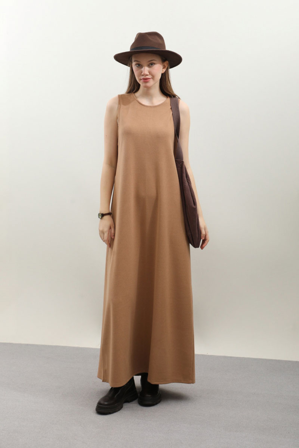 Hırkalı Triko Elbise Takım Açık Taba - 4