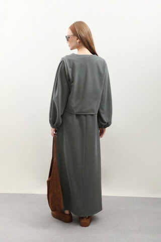 Hırkalı Triko Elbise Takım Antrasit - 9