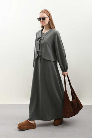 Hırkalı Triko Elbise Takım Antrasit - 4