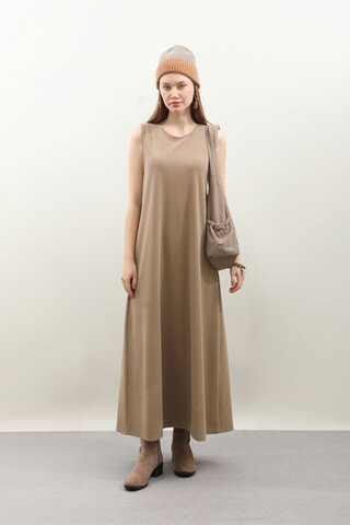 Hırkalı Triko Elbise Takım Koyu Vizon - 2