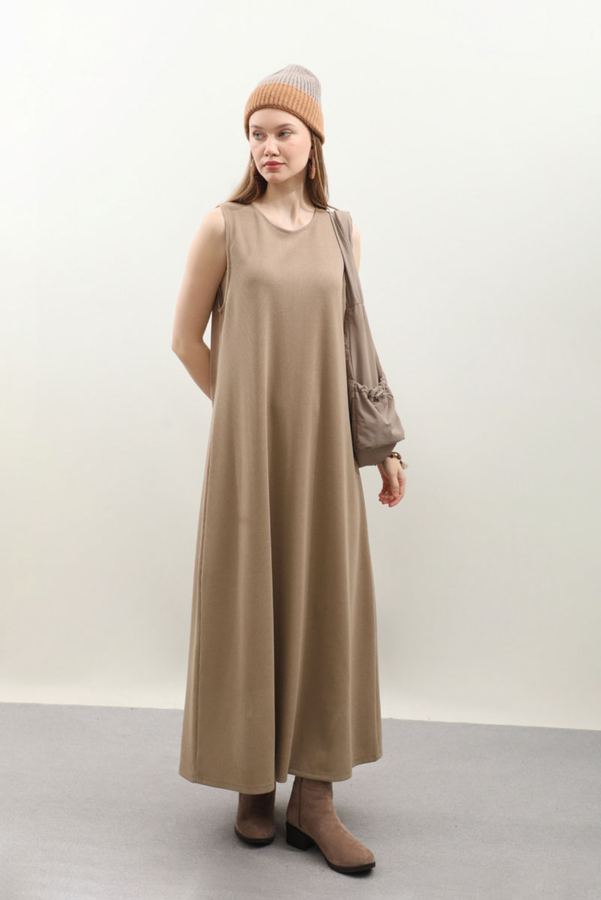 Hırkalı Triko Elbise Takım Koyu Vizon - 4