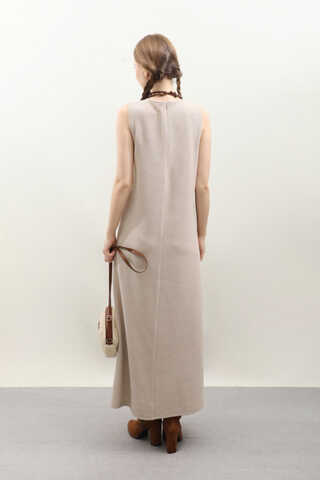 Hırkalı Triko Elbise Takım Krem - 10