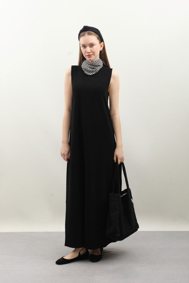 Hırkalı Triko Elbise Takım Siyah - 3