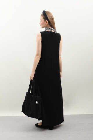 Hırkalı Triko Elbise Takım Siyah - 6