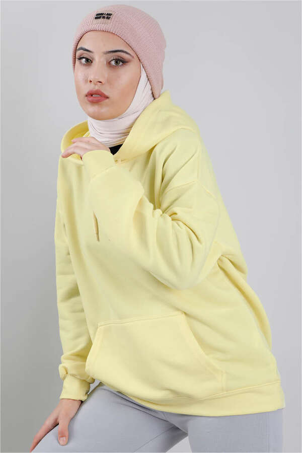 Hooded Oversize Sweat Yellow of Lemon  - 3