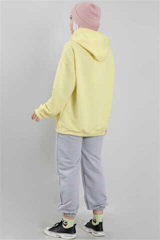 Hooded Oversize Sweat Yellow of Lemon  - 4