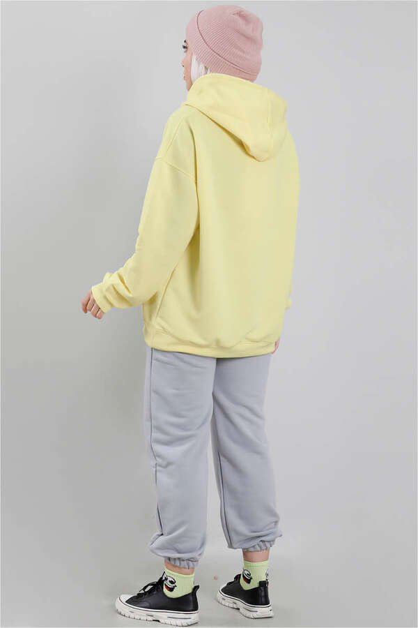 Hooded Oversize Sweat Yellow of Lemon  - 4